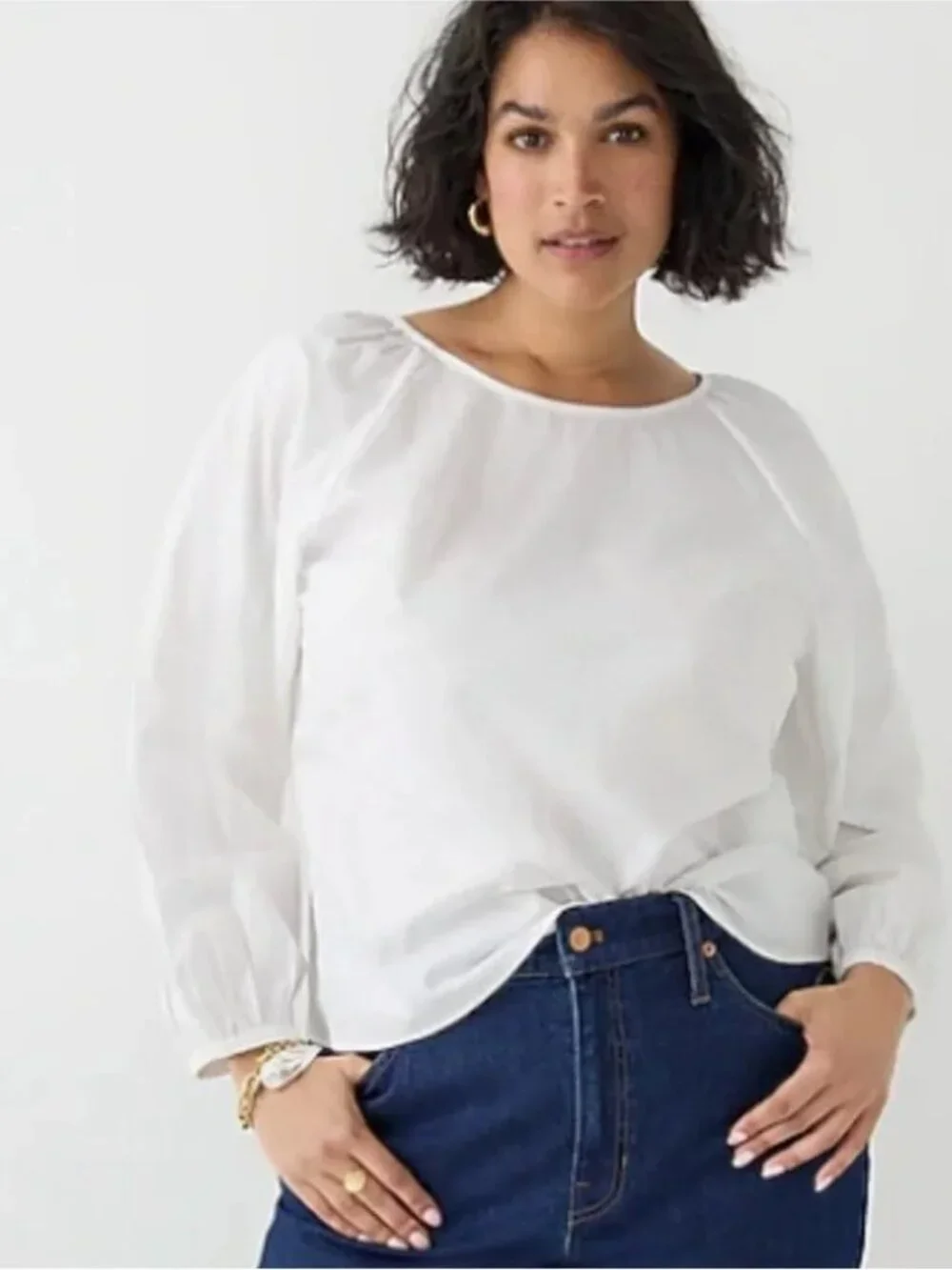 J. Crew Tie-Back Top in Stretch Organic Cotton Poplin Blend White 8 #A3013